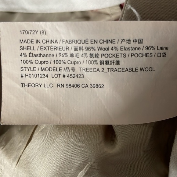 Theory Women’s Treeca 2 Traceable Wool Dusty Rose Pink Crop Suit Pants - Size 8 - Picture 5 of 5